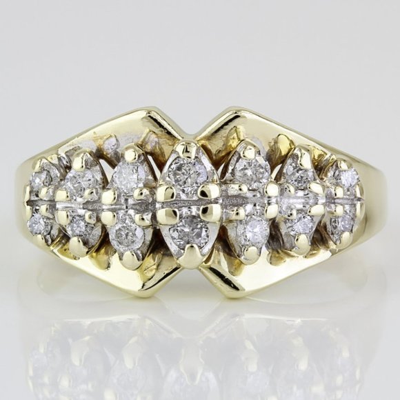 Vintage 10k Yellow Gold Diamond Wedding / Anniversary Cocktail Ring